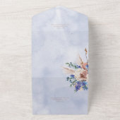 Peri Boho Flowers Grass All in One Wedding Invite Uitnodiging (Buitenkant)