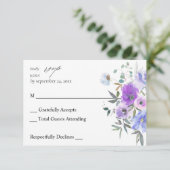 Peri & Paarse Floral no Meal RSVP (Staand voorkant)