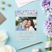 Peri & Paarse Floral sla de Datum Foto op Acryl Uitnodigingen (Insitu (Huwelijk))