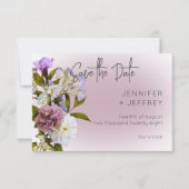 Peri White Mauve Floral Modern Save the Date Kaart (Voorkant)
