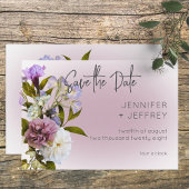 Peri White Mauve Floral Modern Save the Date Kaart