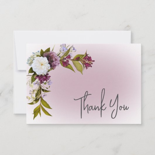 Peri White Mauve Floral Modern Weddenschap Bedankt (Voorkant)