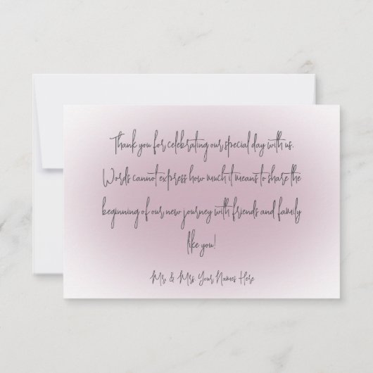 Peri White Mauve Floral Modern Weddenschap Bedankt (Achterkant)