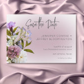 Peri White Mauve Floral Modern Wedding Save The Date