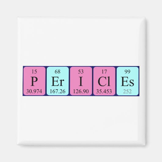 Pericles periodieke tabelnaammagneet magneet (Voorkant)
