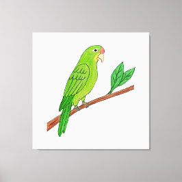 Perico verde del trópico canvas afdruk