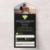 Peridot 1e huwelijksfeest gemstone all in one uitnodiging (Binnen)