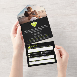 Peridot 1e huwelijksfeest gemstone all in one uitnodiging