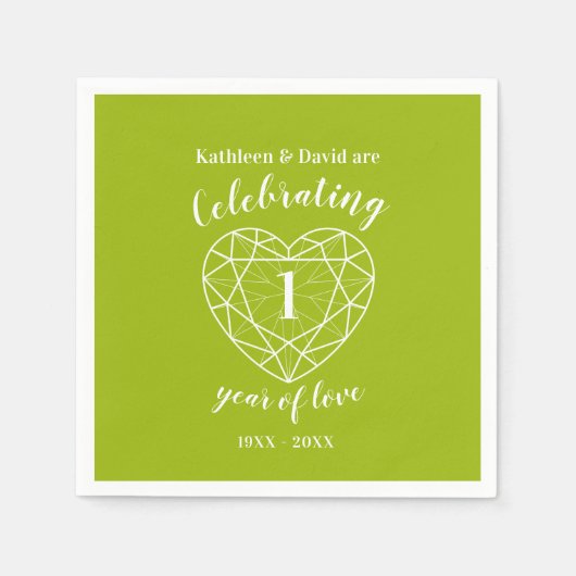 Peridot 1e verjaardag 1 jaar liefdesservetten servet (Voorkant)