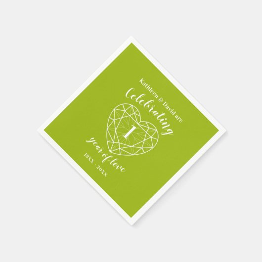 Peridot 1e verjaardag 1 jaar liefdesservetten servet (Hoek)