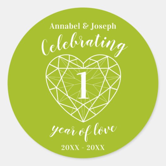 Peridot 1e verjaardag 1 jaar van liefdesstickers ronde sticker (Voorkant)