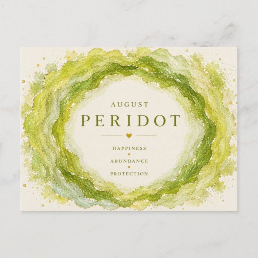 Peridot Augustus Geboortesteen Briefkaart (Voorkant)