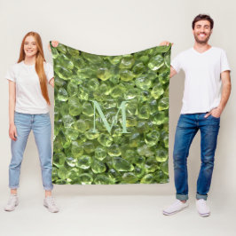 Peridot Birthstone Monogram Persoonlijke naam Fleece Deken