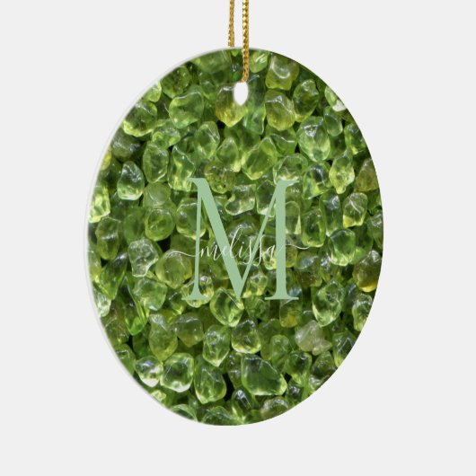 Peridot Birthstone Monogram Persoonlijke naam Keramisch Ornament (Rechts)