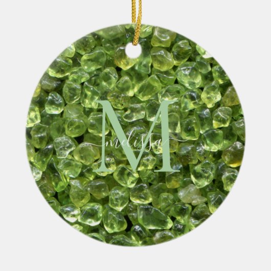 Peridot Birthstone Monogram Persoonlijke naam Keramisch Ornament (Voorkant)