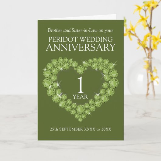 Peridot bruiloft op foto groen kaart (Gele Bloem)