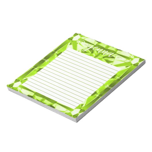 Peridot Edelsteen gevoerd gepersonaliseerd Notitieblok (Linkerzijde)