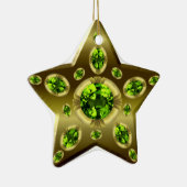 Peridot Faux Stone on Gold Star Xmas Ornament (Rechts)