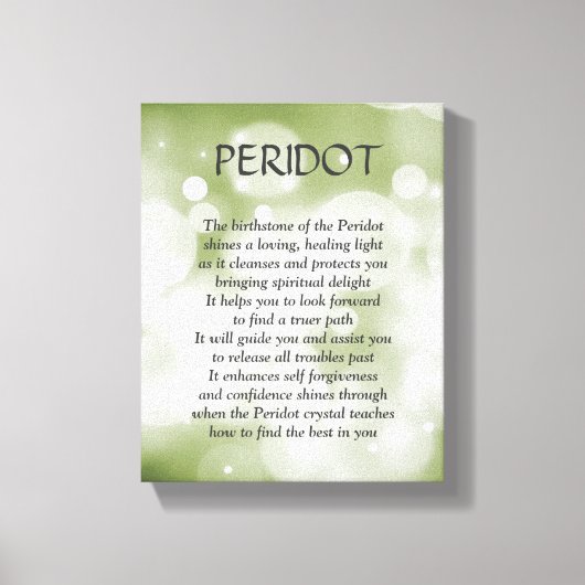 Peridot geboortesteen - Augustus gedicht kunst can Canvas Afdruk (Voorkant)