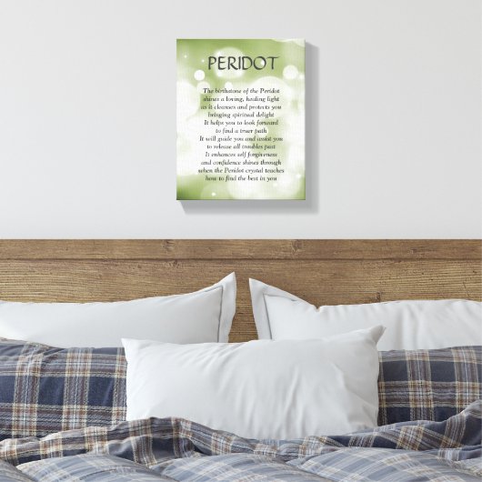 Peridot geboortesteen - Augustus gedicht kunst can Canvas Afdruk (Insitu (Slaapkamer))