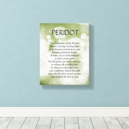 Peridot geboortesteen - Augustus gedicht kunst can Canvas Afdruk (Insitu (Houten vloer))