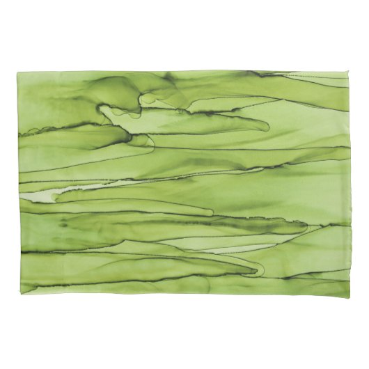 Peridot Green Abstract Art Kussensloop (Voorkant-Links)