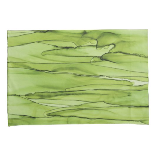 Peridot Green Abstract Art Kussensloop (Voorkant-Rechts)