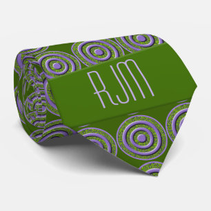 Peridot Green en Paarse Paisley Monogrammed Stropd Stropdas