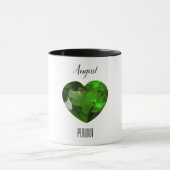 Peridot Green Heart Coffee Mok August Gemstone (Midden)