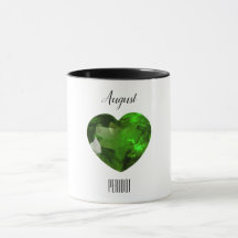 Peridot Green Heart Coffee Mok August Gemstone