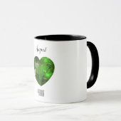 Peridot Green Heart Coffee Mok August Gemstone (Voorkant rechts)