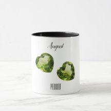 Peridot Green Heart Coffee Mok August Gemstone