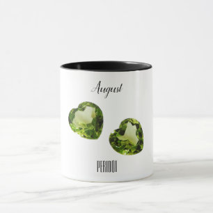 Peridot Green Heart Coffee Mok August Gemstone