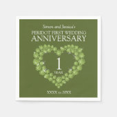 Peridot groen 1e trouwdag hart custom servet (Voorkant)