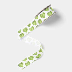Peridot groen waterverf hart kunstpatroon grosgrain lint
