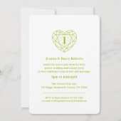 Peridot hart 1e verjaardag 1 jaar foto uitnodiging (Achterkant)