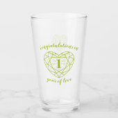 Peridot jubileum 1 jaar liefde aangepaste boodscha glas (Voorkant)