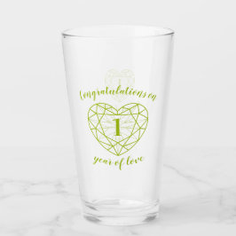 Peridot jubileum 1 jaar liefde aangepaste boodscha glas