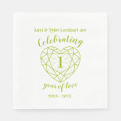 Peridot jubileum 1 jaar liefde groene servetten (Voorkant)
