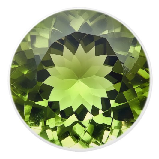 Peridot-kristalpatroon Keramische Knop (Voorkant)