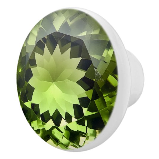 Peridot-kristalpatroon Keramische Knop (Rechts)