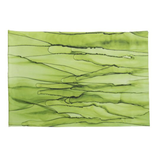 Peridotgroene Abstracte Kunst Kussensloop (Achterkant-Rechts)