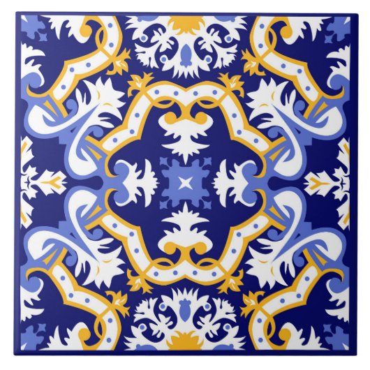 💙 perinekruid, blauw en geel Azulejos Tegeltje (Voorkant)