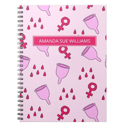 Periode/Menstruatiecyclus - Jouw naam/Monogram nie Notitieboek (Voorkant)
