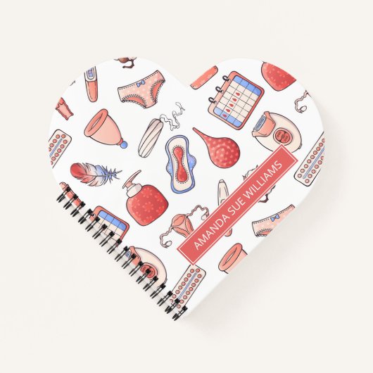 Periode/Menstruatiecyclus - Jouw naam/Monogram nie Notitieboek (Voorkant)