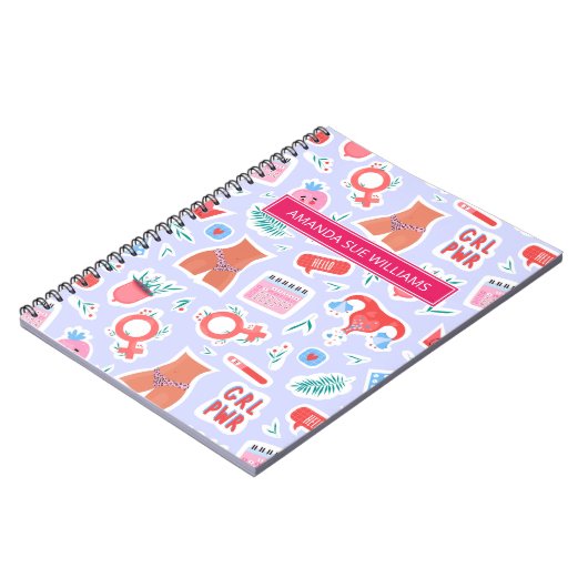 Periode/Menstruatiecyclus - Jouw naam/Monogram Notitieboek (Linkerzijde)