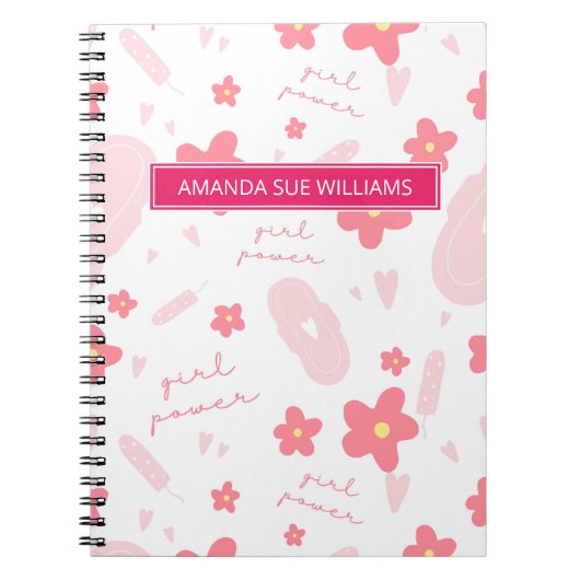 Periode/Menstruatiecyclus - Jouw naam/Monogram nr. Notitieboek (Voorkant)