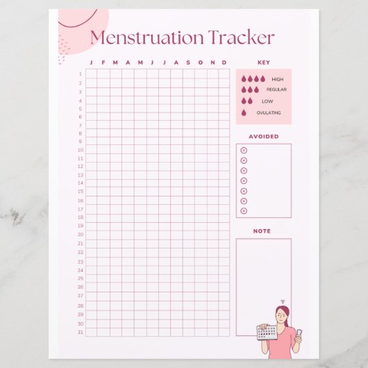 Periode voor het trackerpapier voor vrouw (Voorkant)