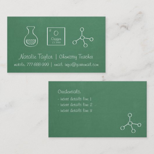 Periodic Chemistry Science Teacher Visitekaartjes (Voorkant / Achterkant)