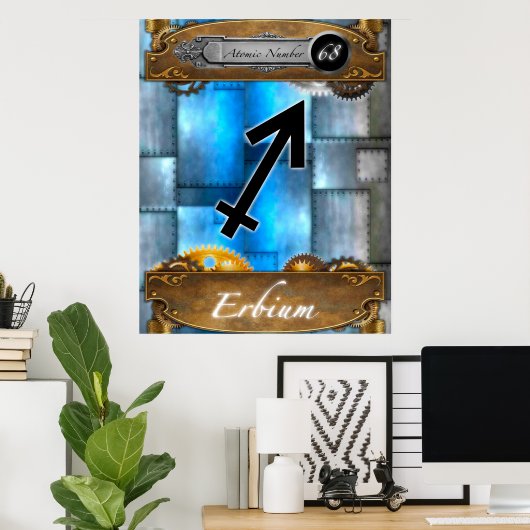 Periodic Element Erbium Atomic Number #68 Poster (Thuiskantoor)